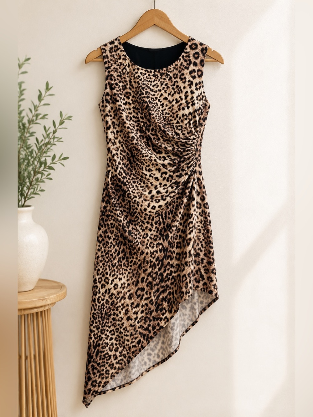 INC International Concepts Asymmetrical Leopard Print Dress